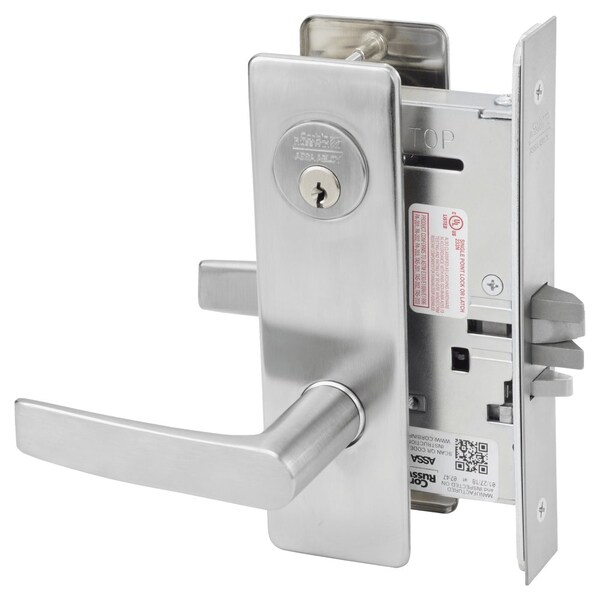 Storeroom or Closet Mortise Lock, AS Lever, M Escutcheon, Satin Chrome